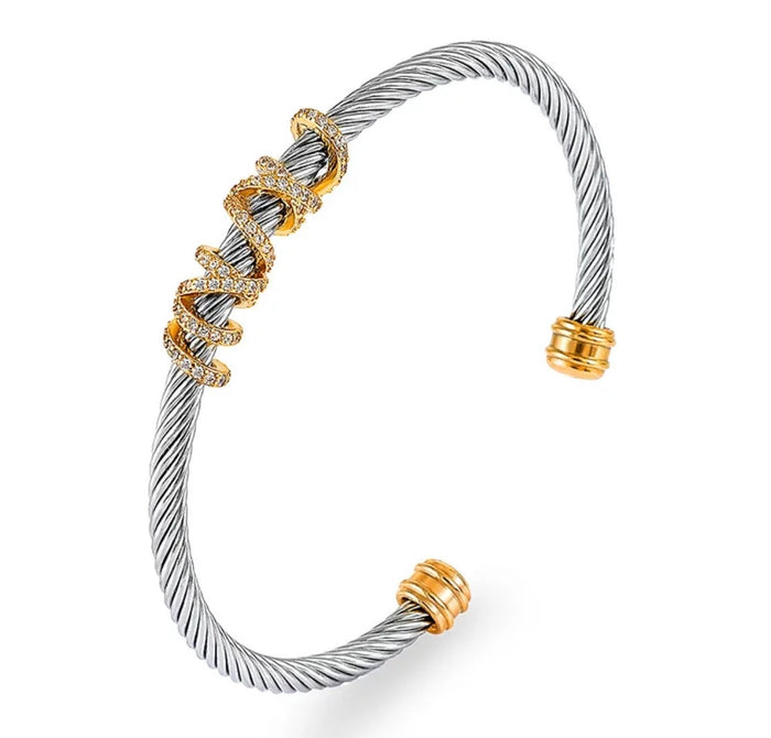 Silver Rope Wrapped CZ Bracelet