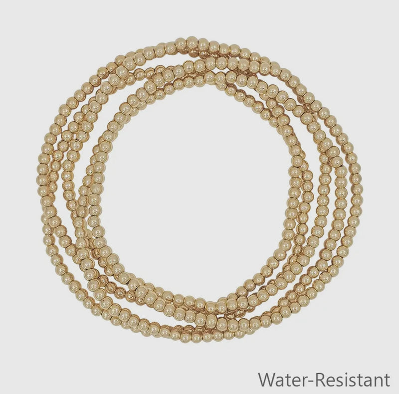 Set of 5 Gold Beaded Stretch Bracelets