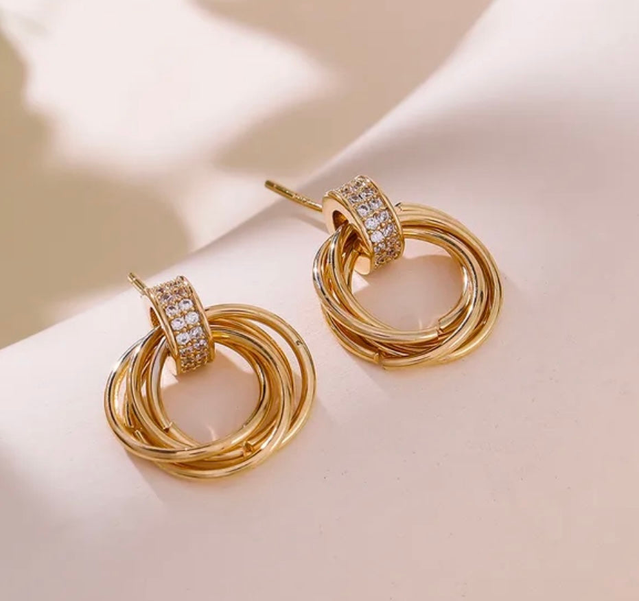 Gold CZ Twist Earrings (FW)