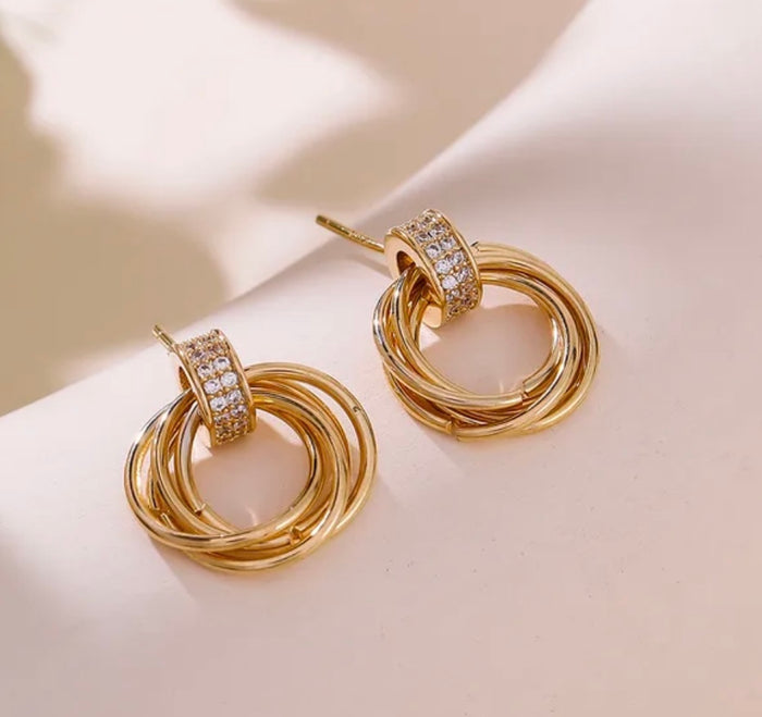 Gold CZ Twist Earrings (FW)