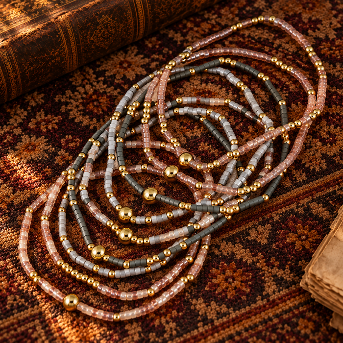 Muted Set of Nine Beaded Bracelets (FW)