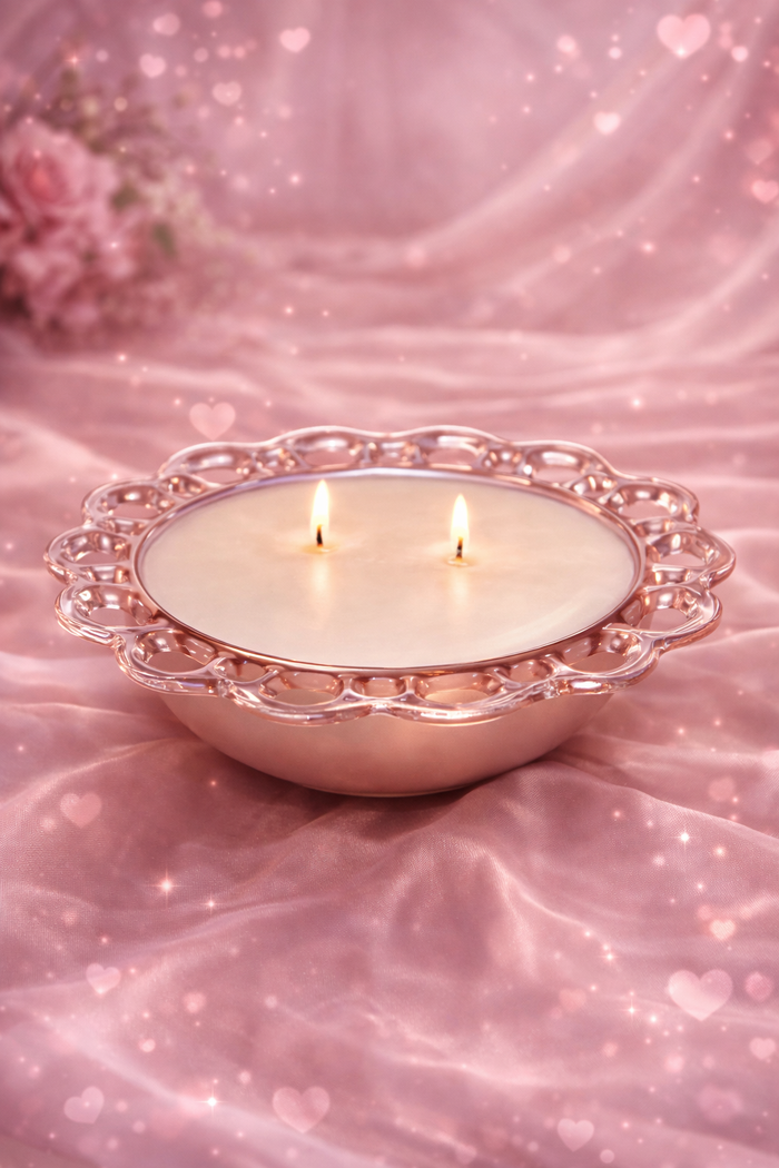 ❤️ Candle in Small Blush Depression Glass Bowl: Love Spell
