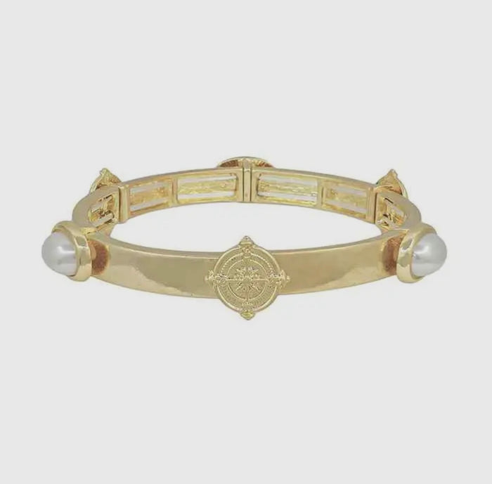 Pearl & Medallion Gold Bracelet