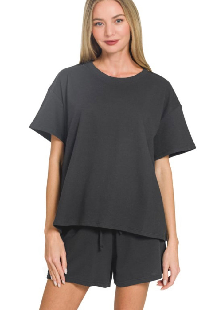 Black French Terry Short Set