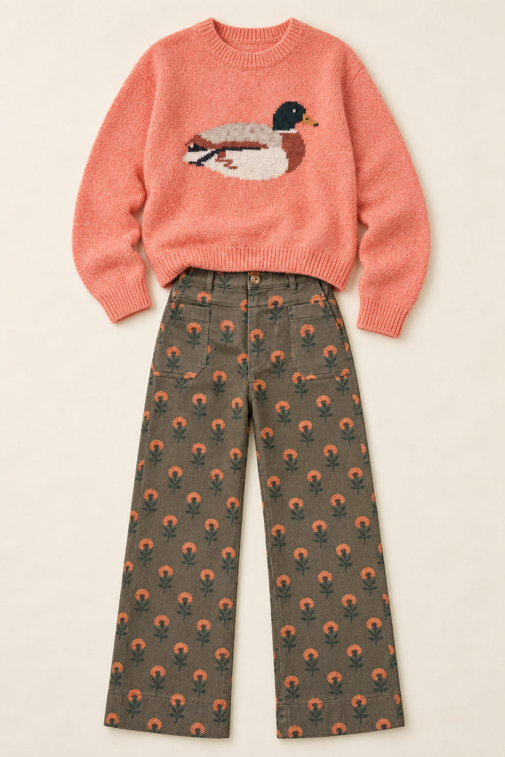 Olive Floral Pants