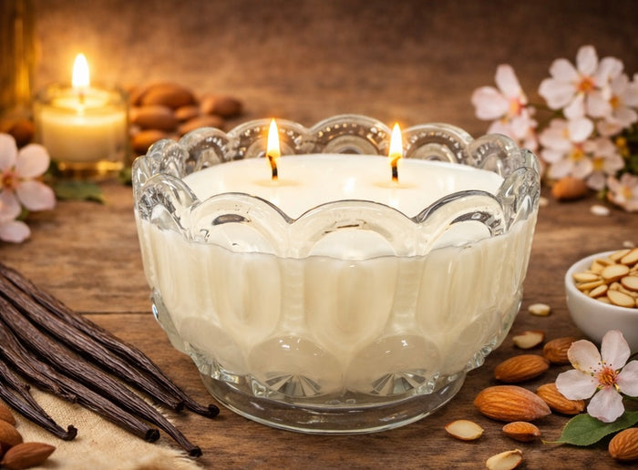 Almond & Vanilla Scalloped Glass Bowl Candle