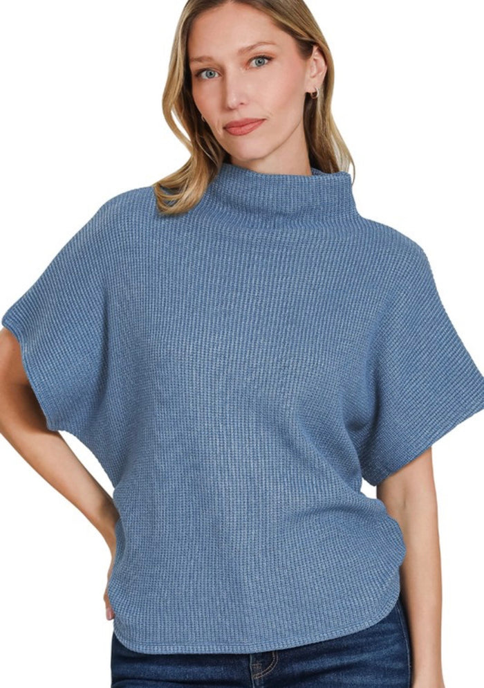 Slate Blue Short Sleeve Sweater