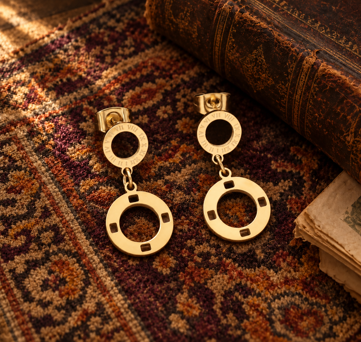 Roman Numeral Gold Earrings