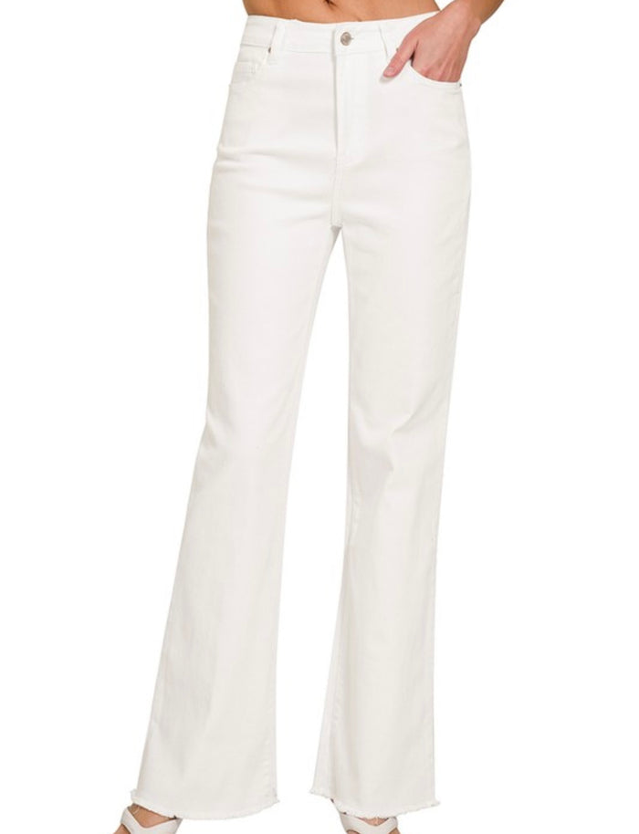 White Raw Hem Jeans