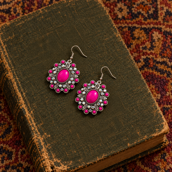 Hot Pink Oval Earrings