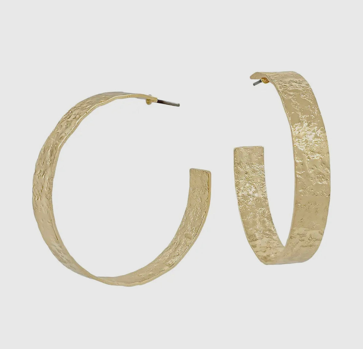 Gold Textured Hoops 1.75”