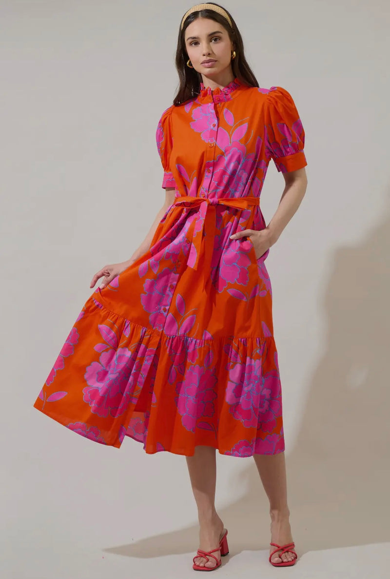 *Available in Store* Fuchsia & Orange Print Dress