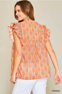 *Available in Store* Orange Print Blouse