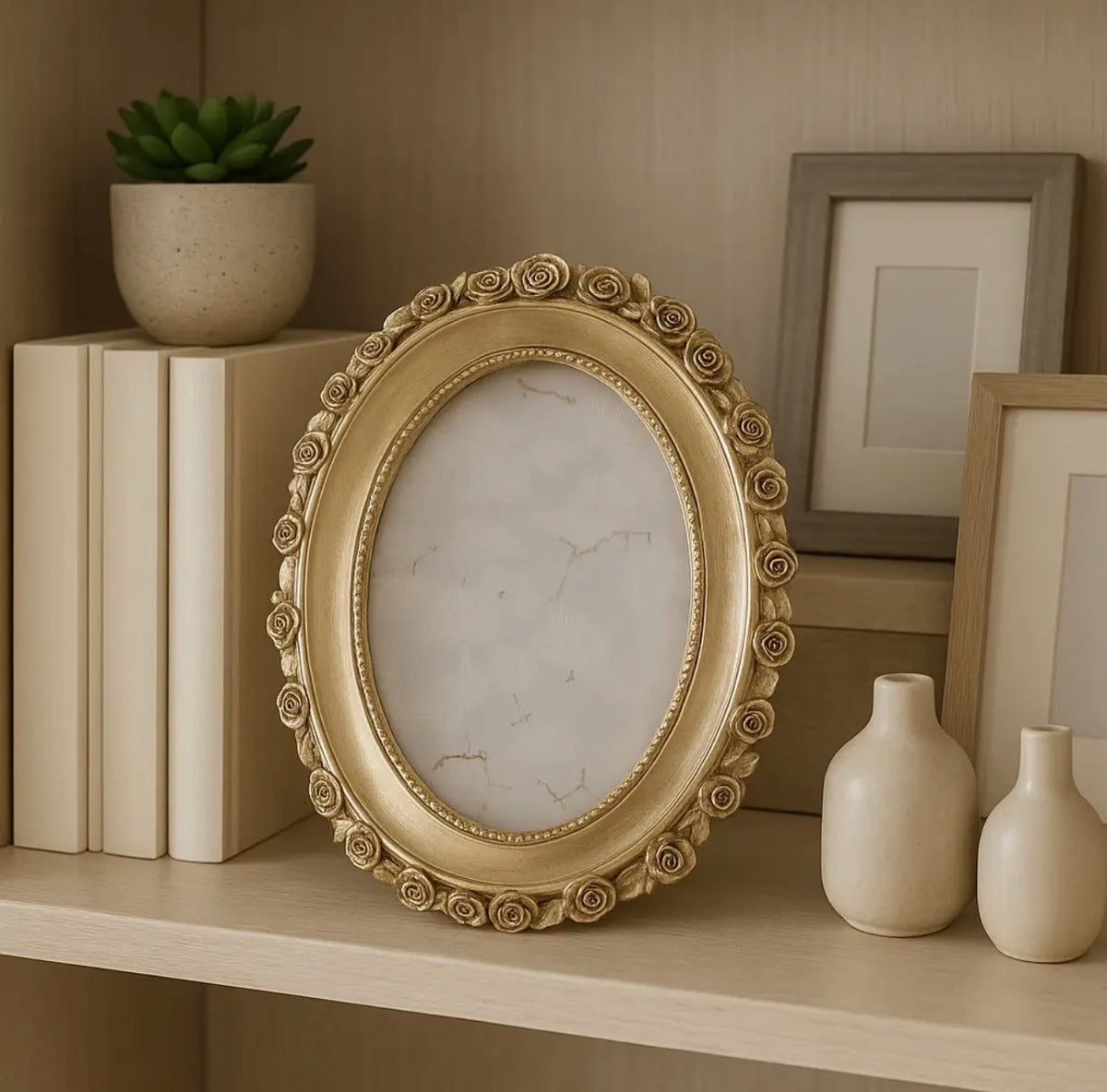 4x6 Gold Oval Rosette Frame