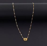 Enamel Bead Sideways Cross Necklace