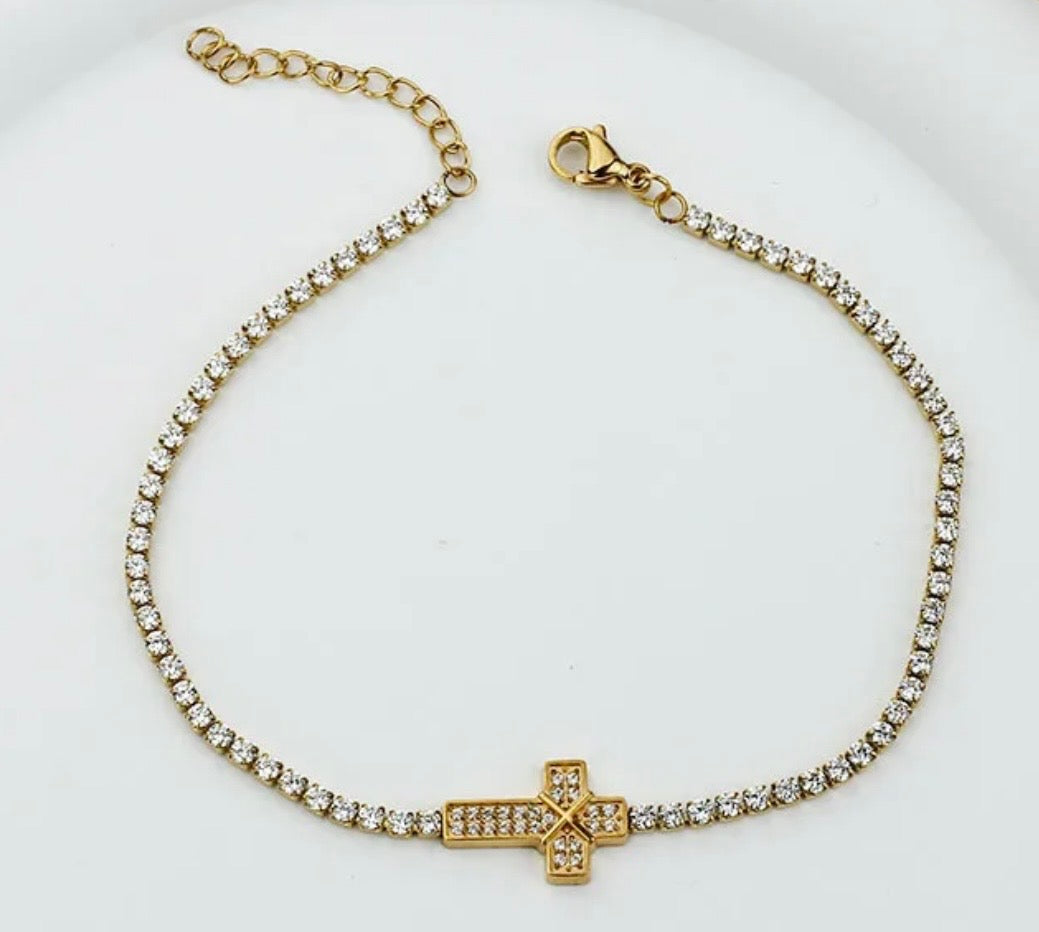 Sparkly Cross Bracelet (B)