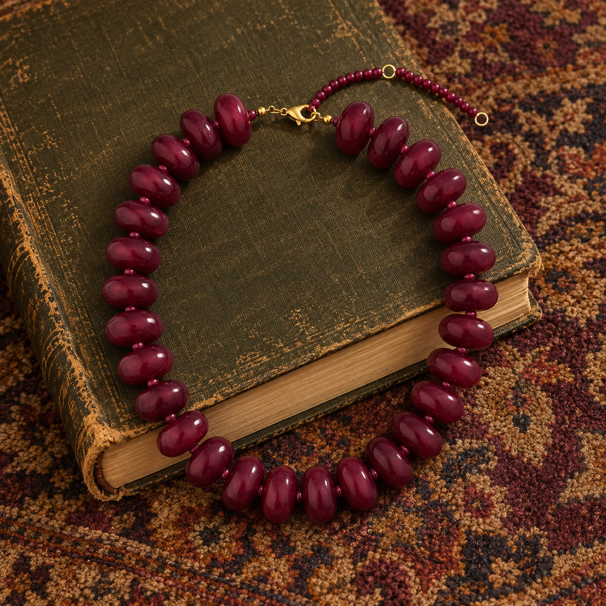 Wine Chunky Bead Necklace