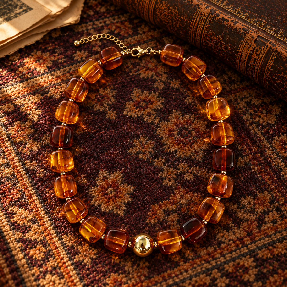 Amber Bead Chunky Necklace