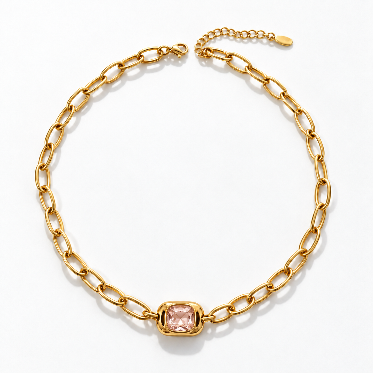 Pink Pendant Gold Necklace