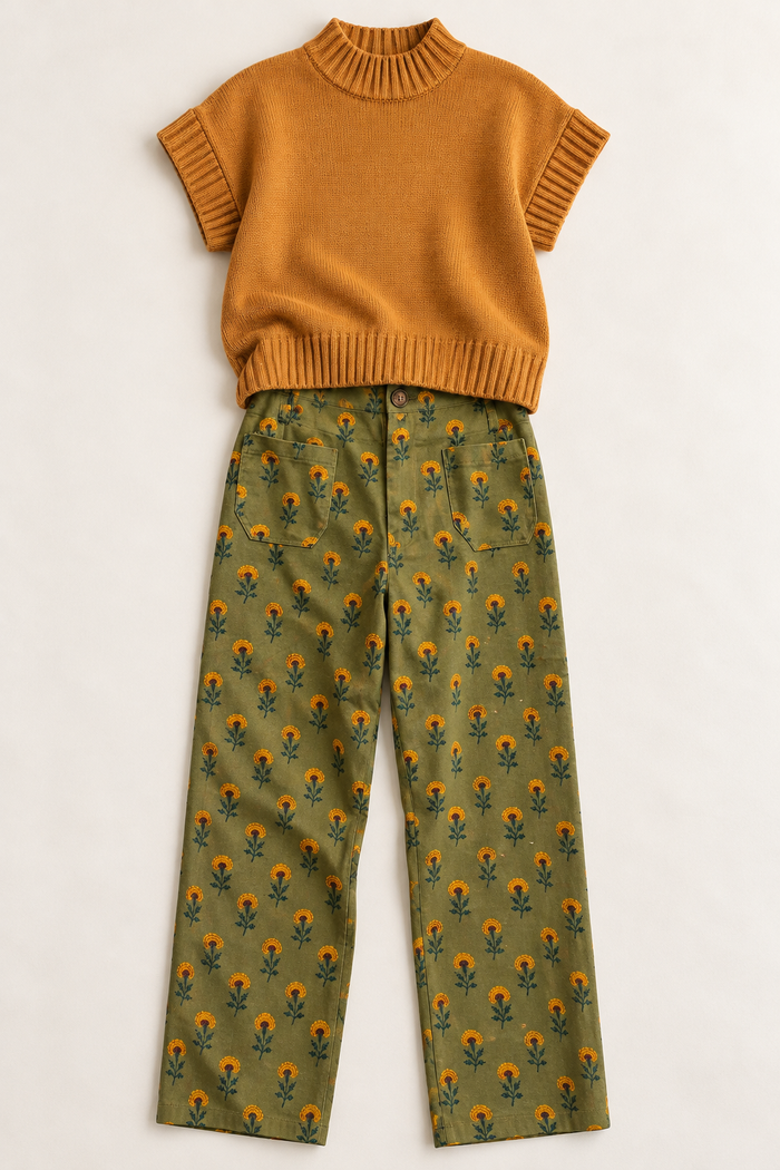 Olive Floral Pants
