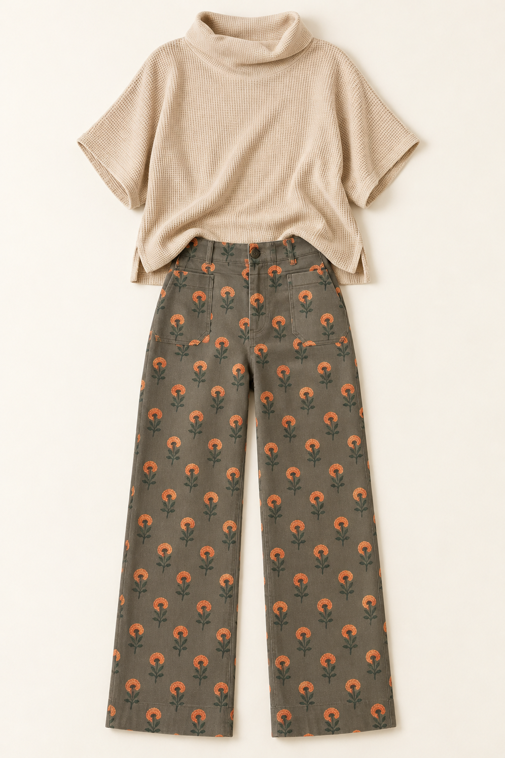 Olive Floral Pants