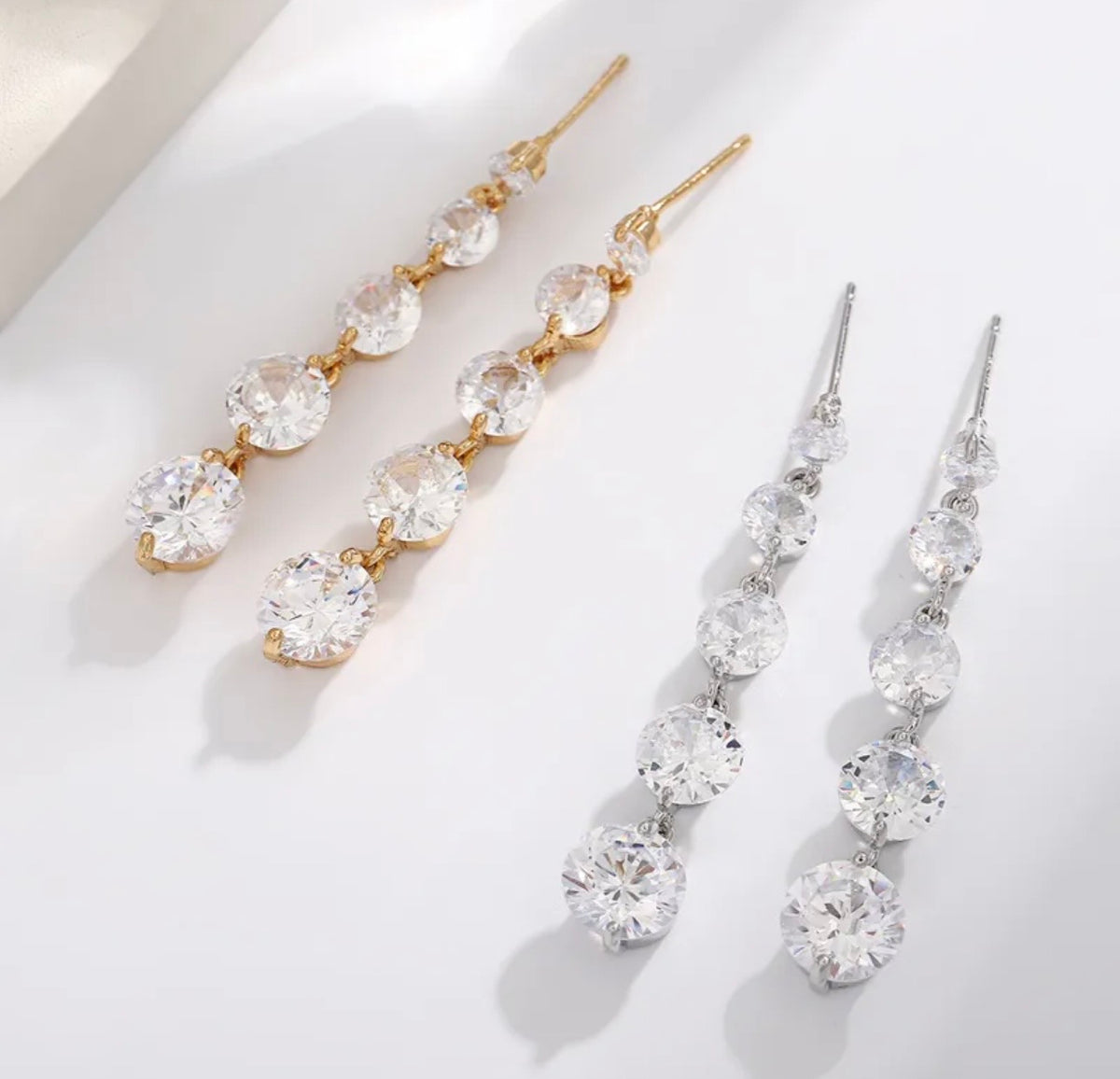 Gold OR Silver CZ Dangle Earrings
