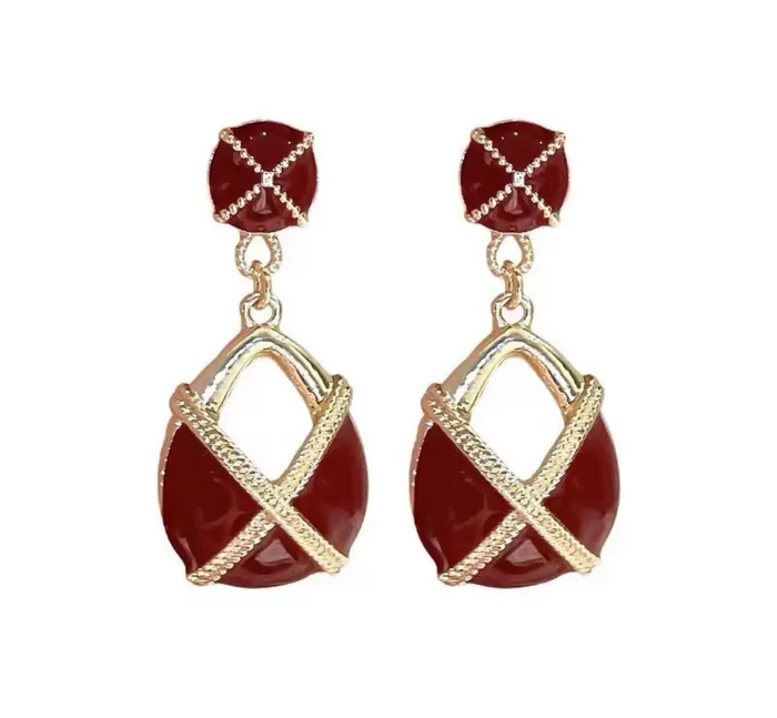 Burgundy or Black Gold X Earrings