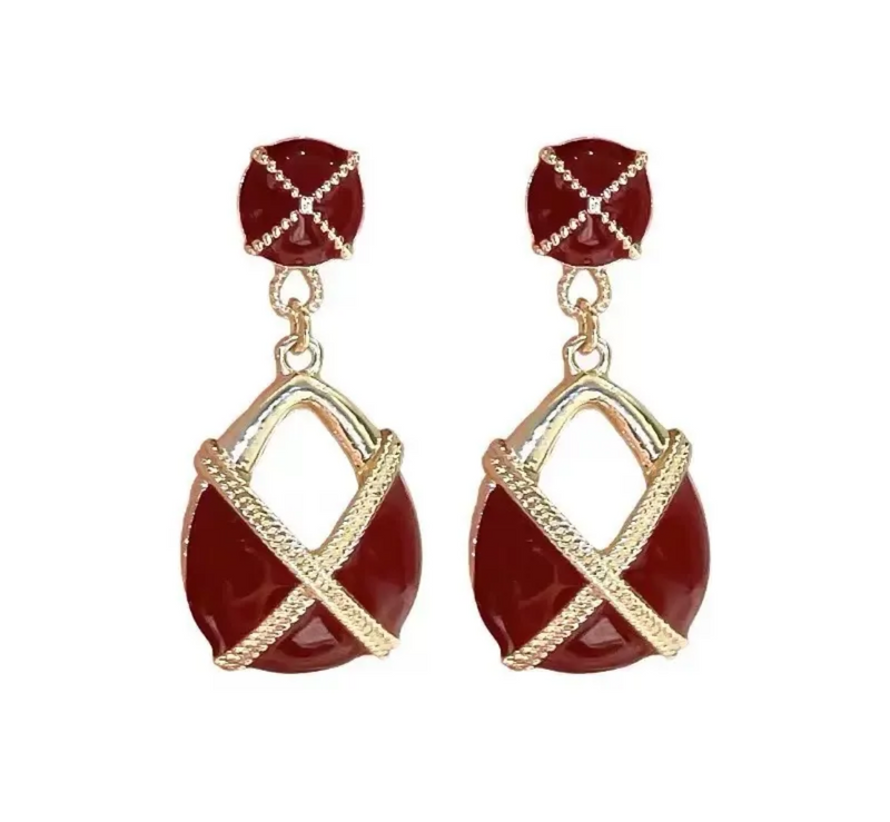 Burgundy or Black Gold X Earrings