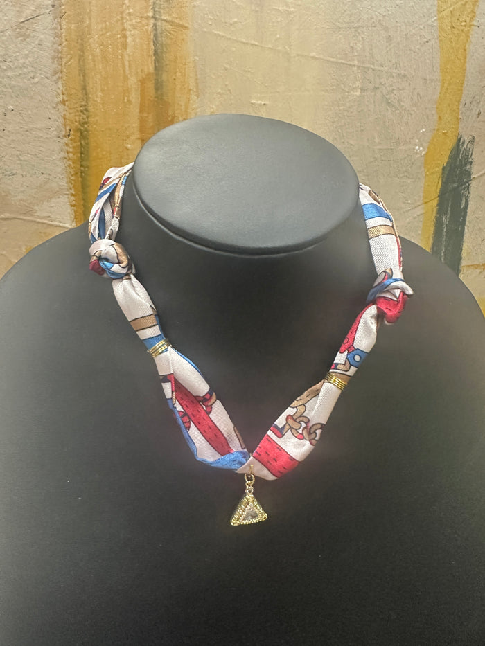 Red, White & Blue Scarf Necklace with Delta Charm