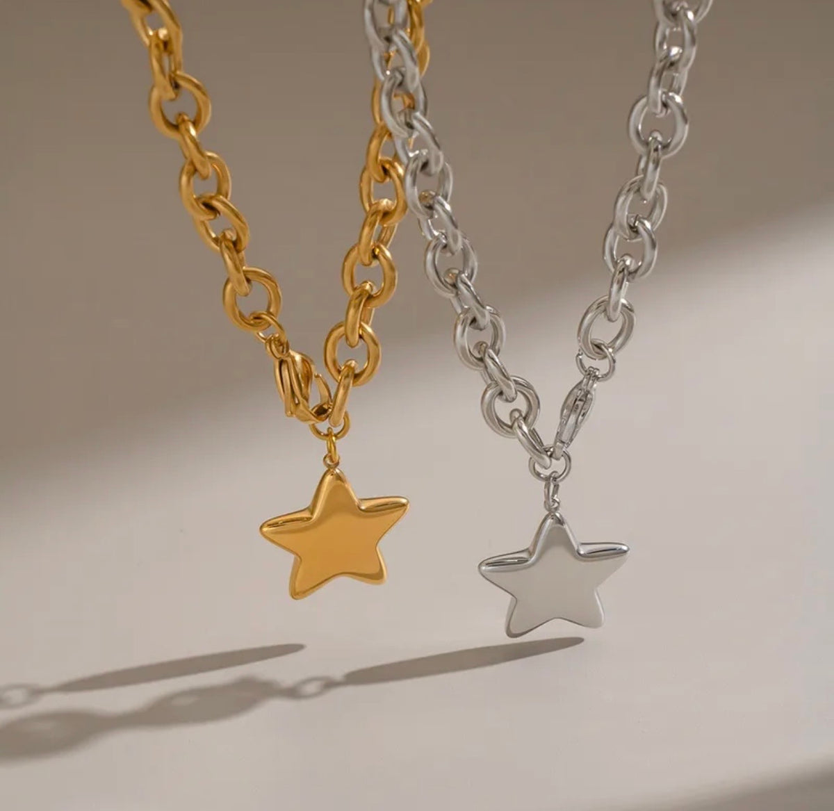 Gold or Silver Star Link Chain Necklace