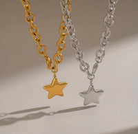 Gold or Silver Star Link Chain Necklace