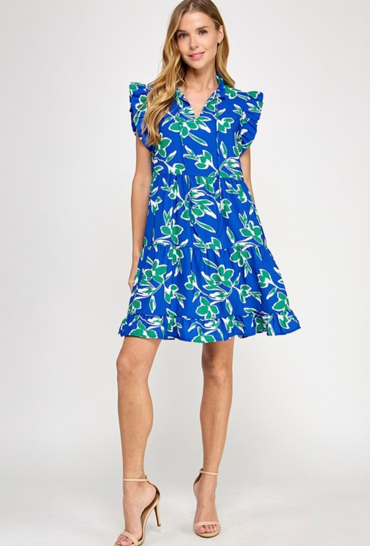 Available in Store! Royal Blue Floral Print Dress