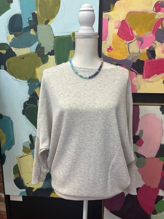 Grey Boatneck Dolman Sleeve Top