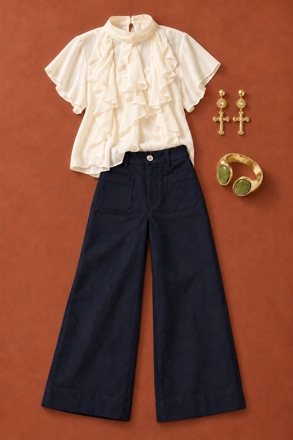 Dark Blue Denim Twill Pants