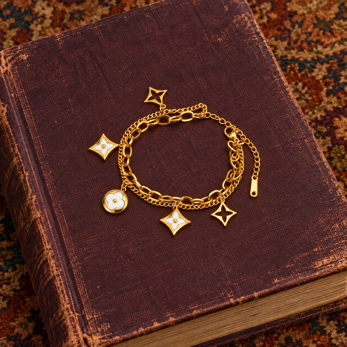 White Enamel Charm Bracelet