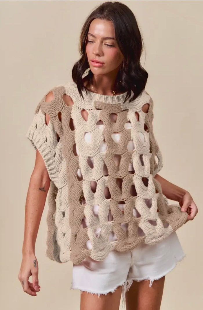 Open Knit Sweater Vest