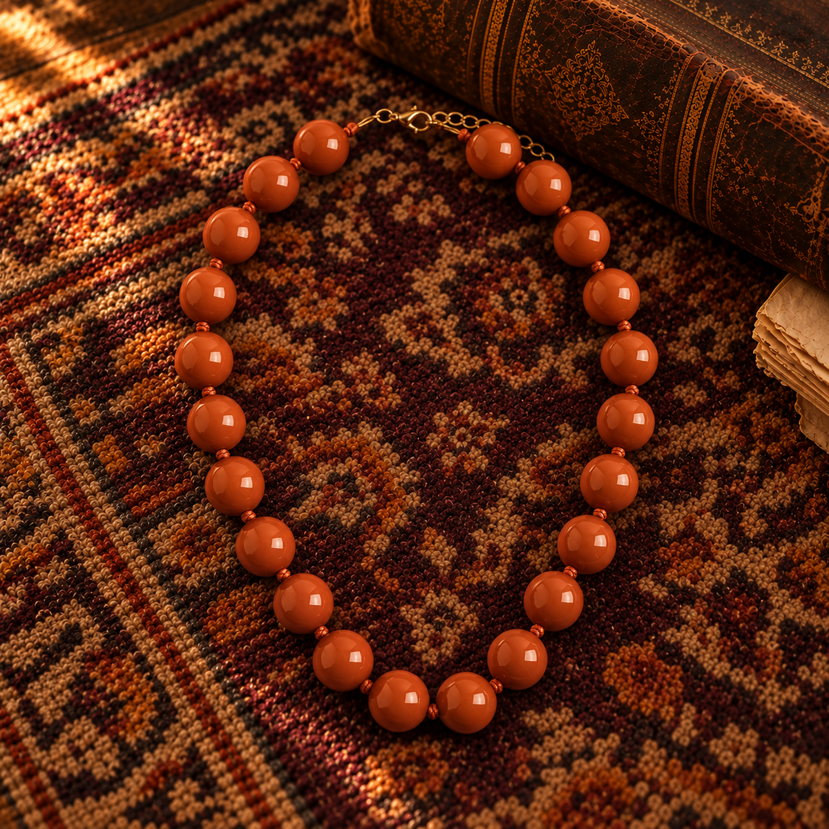 Burnt Orange Chunky Bead Necklace