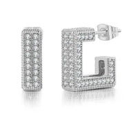 Silver OR Gold Square CZ Hoops