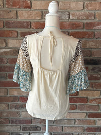 Ivory Patchwork Sleeve Top