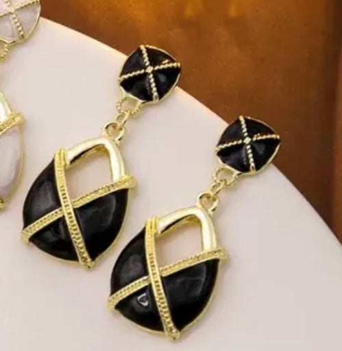 Burgundy or Black Gold X Earrings