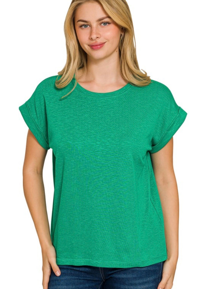 Green Cuffed Sleeve Tee