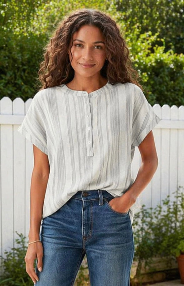 Grey & White Striped Blouse