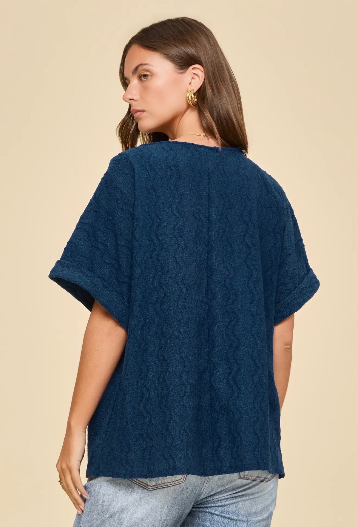 Navy Textured Top