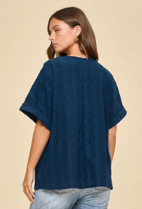 Navy Textured Top