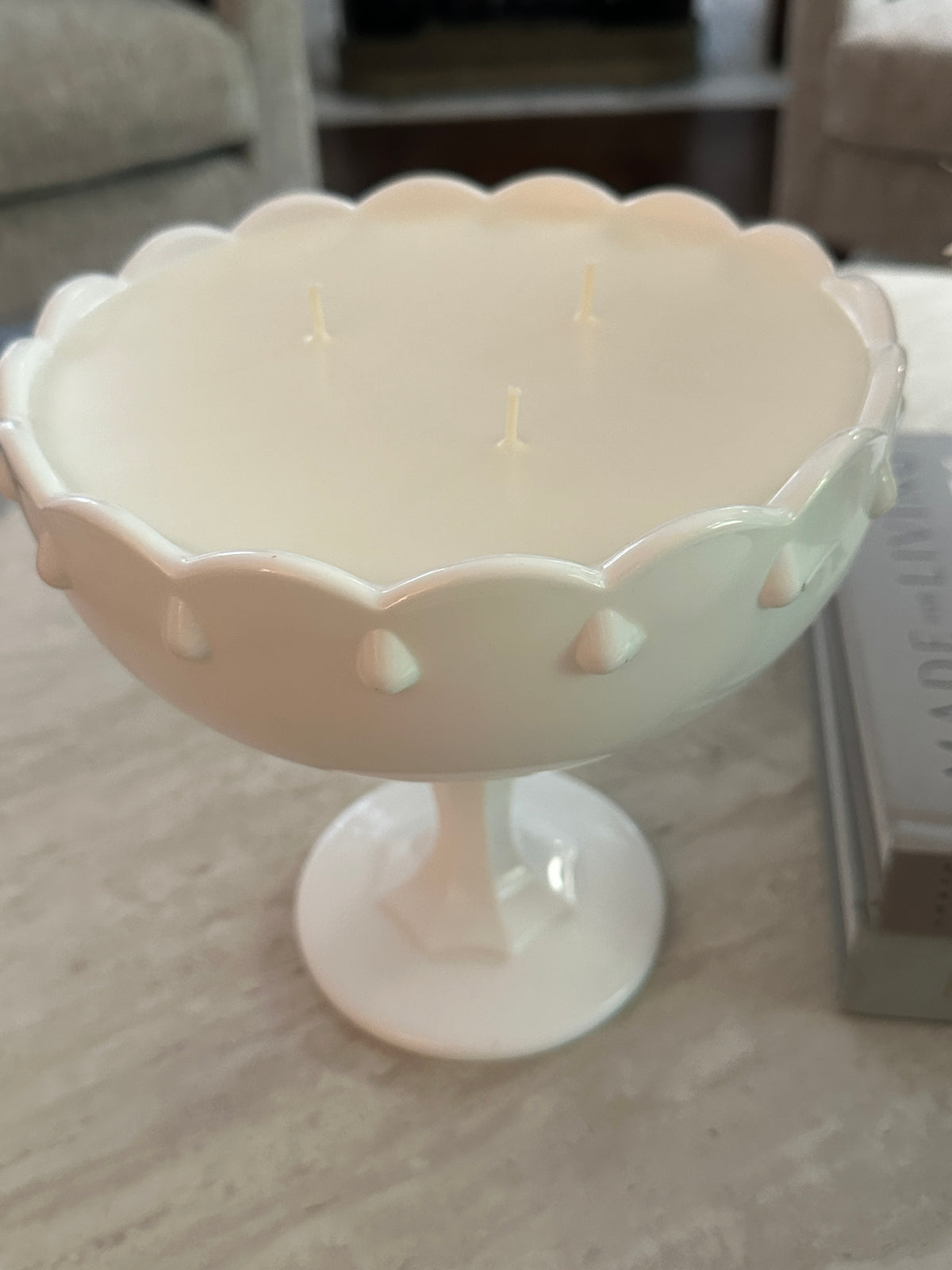 Old Soul Candle Co: Large Milk Glass Container: Sugar & Chardonnay