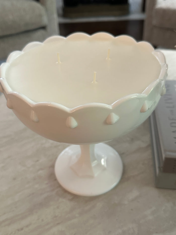 Old Soul Candle Co: Large Milk Glass Container: Sugar & Chardonnay