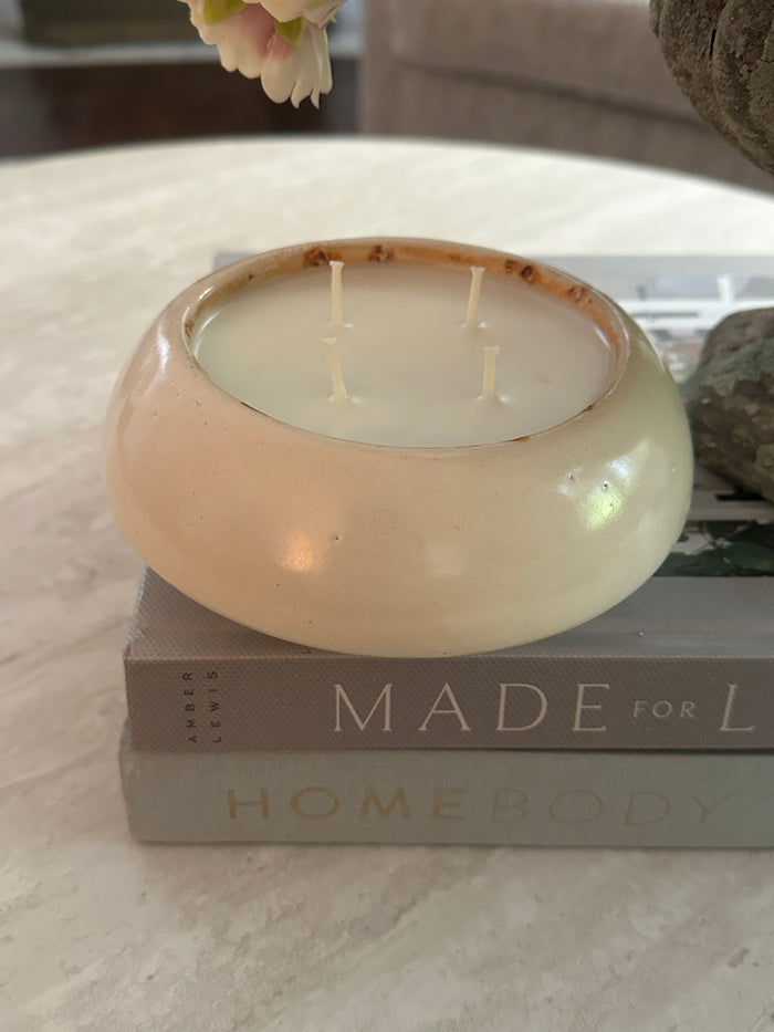 Sugar & Chardonnay in Vintage Handmade Pottery Candle