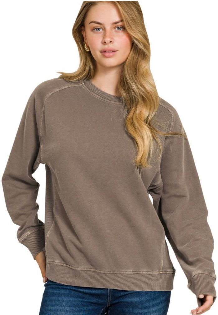 Brown French Terry Top