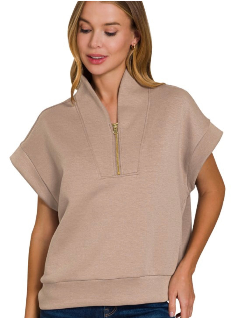 Mocha Half Zip Top