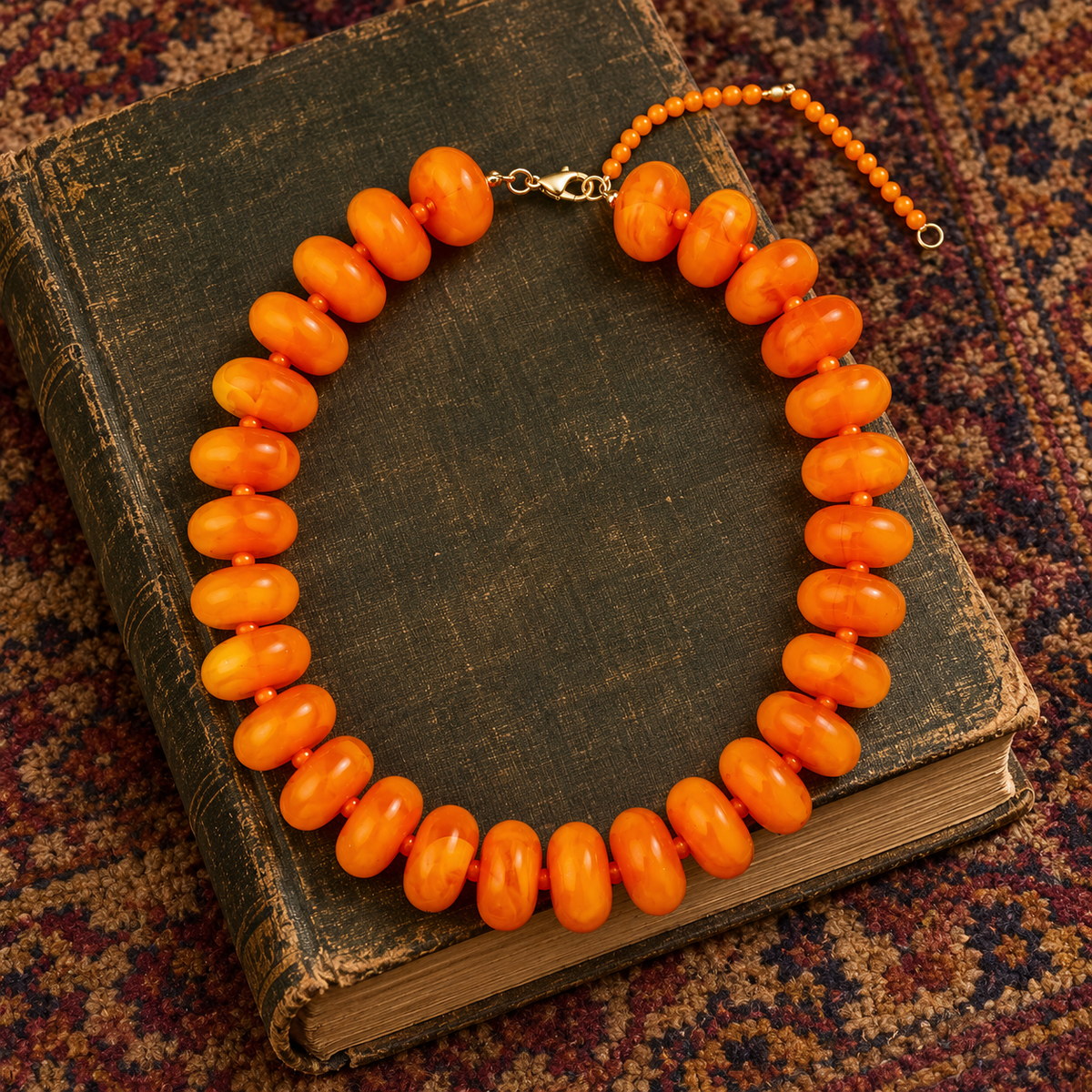 Orange Chunky Bead Necklace